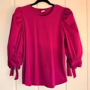 Chico's Vibrant Pink Blouse with Puff Sleeves